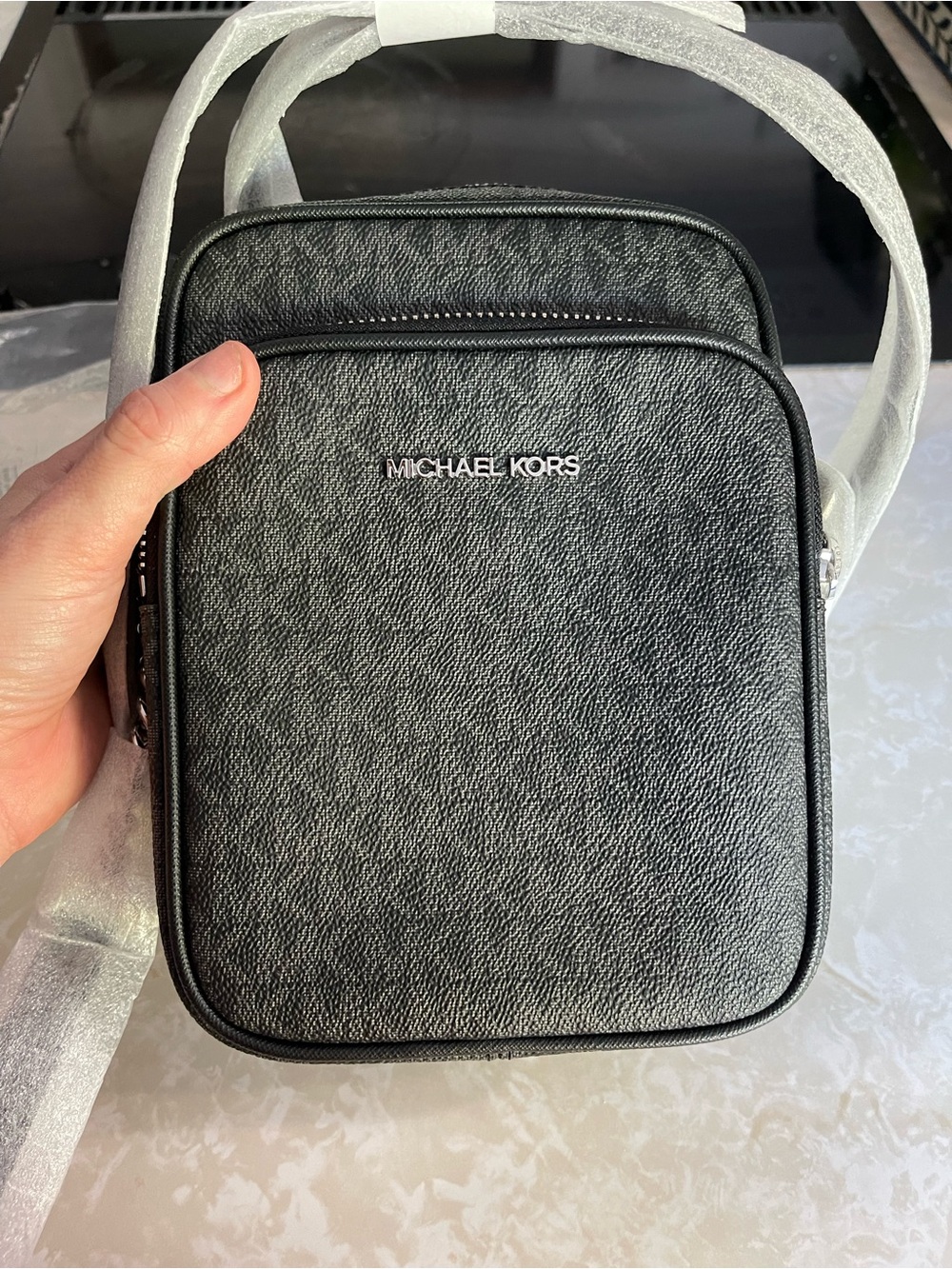 Michael Kors Travel Medium Flight Bag Crossbody Signature MK Bag Black New
